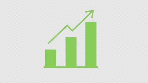 Financial Growth Bar Chart with Upward Trend Animation on Black Background Video stock 339769786