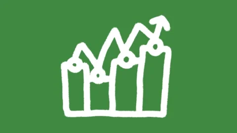Financial growth bar graph analytics hand-drawn cartoon graphic chalk outline Video stock 337785594