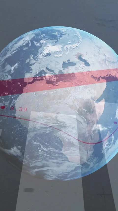 Financial growth chart and red arrow animation on Earth background Stock Footage 344693923