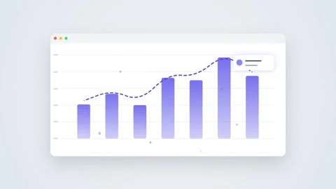Financial Growth Chart: Bar Graph and Line Trend Analysis on Digital Screen Stock Footage 346660899
