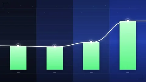 Financial Growth Chart: Bar Graph with Upward Trend Line and Data Visualizati Stock Footage 346661448