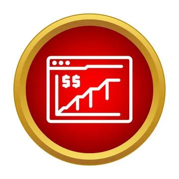 Financial growth chart in browser window icon Stock Illustration
