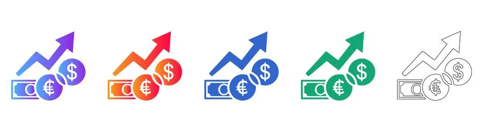 Financial Growth Chart Icon Set Stock Illustration