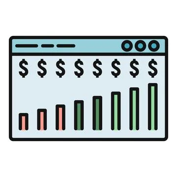 Financial growth chart showing increasing dollar revenue Stock Illustration