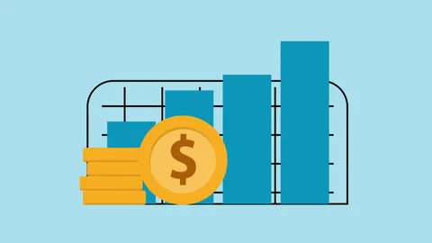 Financial Growth Chart with Stacking Dollar Coins 2d Animation with Alpha Matte Stock Footage 340696497