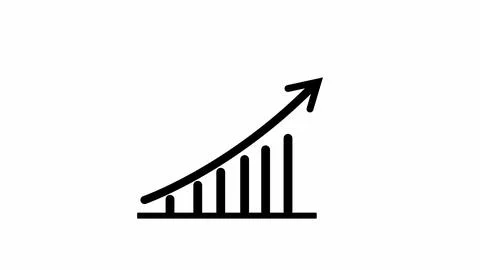 Financial growth chart with trend line on a white background. Illustrazione stock