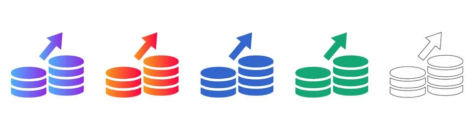Financial Growth Coin Stack Icon Set 库存插图
