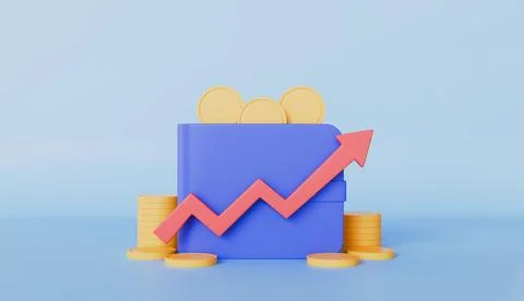 Financial growth with elements of a wallet, increasing savings and successfull イラスト素材