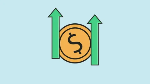 Financial Growth Flat Design Icon 2d Animation with Alpha Matte Stock Footage 339822114