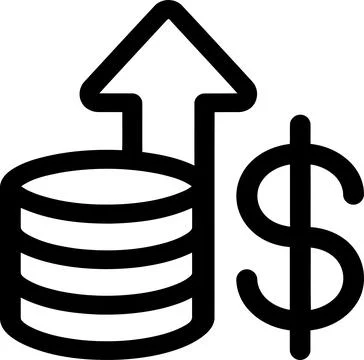 Financial Growth Icon Featuring A Stack Of Coins With An Upward Arrow And A.. Ilustración de archivo