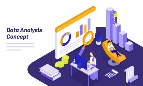 Financial growth or data analysis business people with equipments. Can be u.. Stock Illustration
