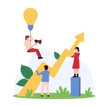 Financial growth, progress and development of company, creative idea of tiny 库存插图
