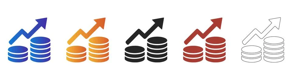 Financial growth with rising coin stack icon Stock Illustration
