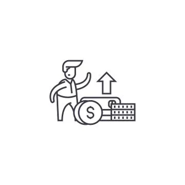 Financial growth vector line icon, sign, illustration on background, editable Stock Illustration