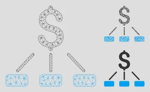 Financial Hierarchy Vector Mesh Wire Frame Model and Triangle Mosaic Icon Stock Illustration