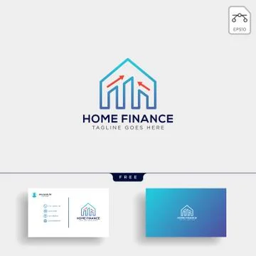 Financial home, logo template vector illustration with business card Stock Illustration