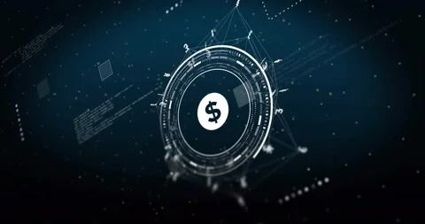 Financial HUD reacting to data update, rotating and tilting, orbiting currency Stock Footage 333902526