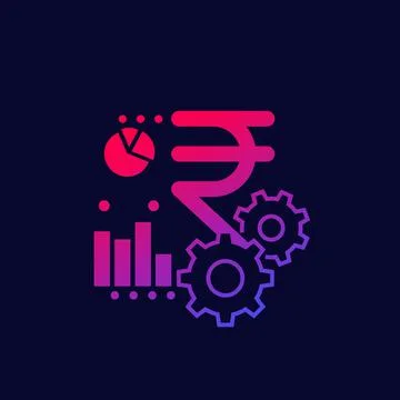 Financial icon with indian rupee, vector sign 스톡 일러스트