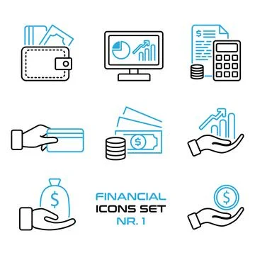 Financial icon set - vector design 库存插图