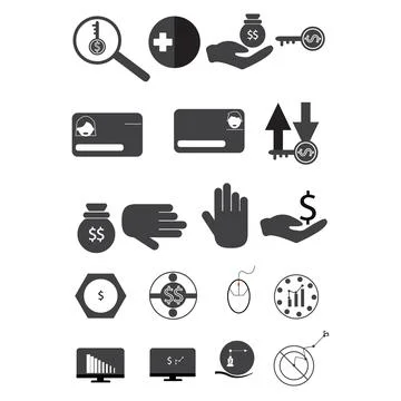 Financial Icons -  Black Version Stock Illustration