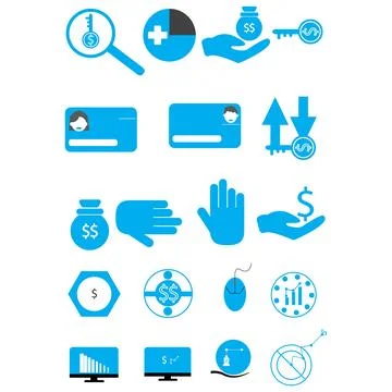 Financial Icons -  Blue Version Stock Illustration