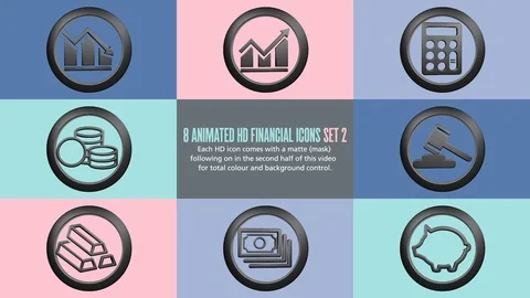Financial Icons - Set 2 Stock Footage 112271797