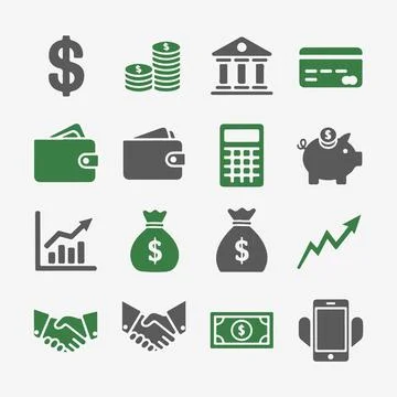 Financial Icons Set. Stock Illustration
