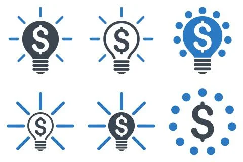 Financial Idea Bulb Flat Vector Icons Illustrazione stock
