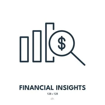Financial Insights Icon. Chart, Analytics, Analysis. Editable Stroke. Simpl.. Stock Illustration