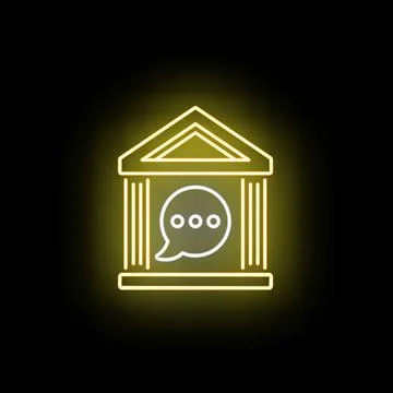 Financial institution chat message icon glowing neon Stock Illustration