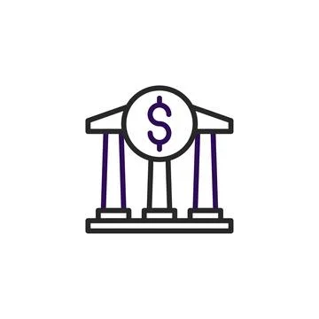 Financial institution front facing iconic structure showcasing stability, p.. Stock Illustration