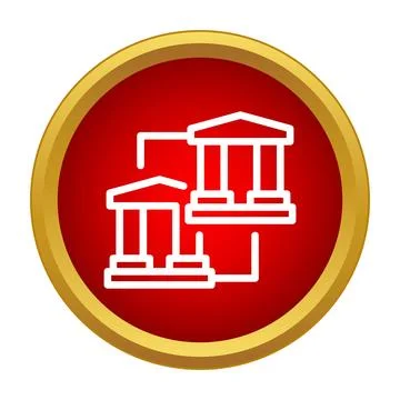 Financial institutions network connecting multiple government buildings icon Ilustración de archivo