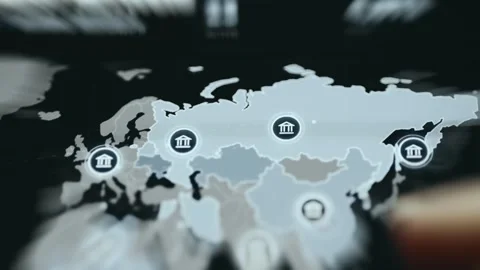 Financial Institutions Network Map Across Eurasia 스톡 동영상 339425658