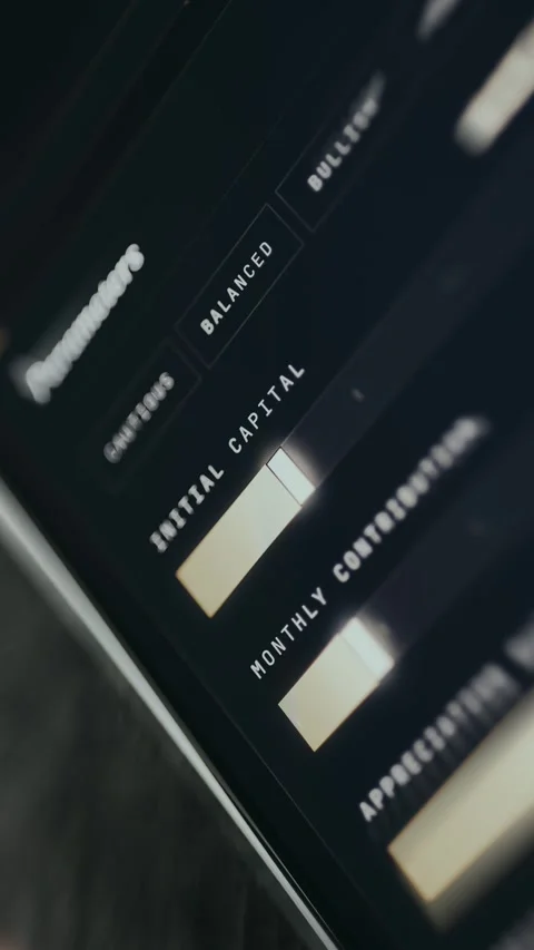 Financial interface showing slider adjustment for initial capital value Stock Footage 335494098