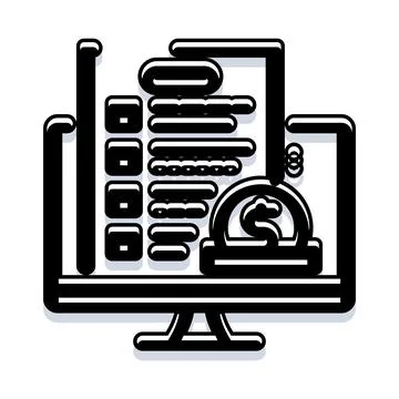 Financial investment data analysis on computer screen 스톡 일러스트