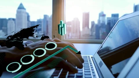 Financial Investment Profits Progress Data History Charts graphics Background Stock Footage 79557801