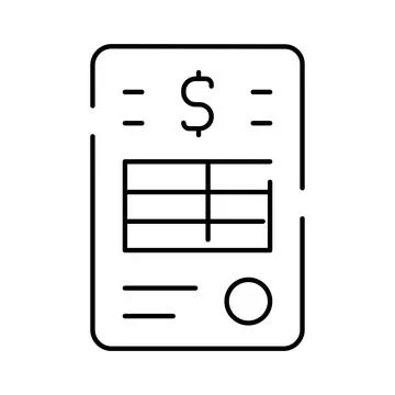 Financial invoice document icon outlining payment balance 스톡 일러스트