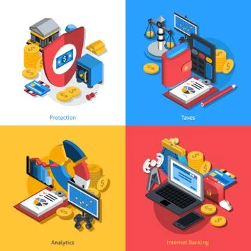 Financial Isometric Set イラスト素材