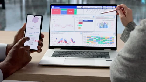 Financial KPI Dashboard Analytics Displayed On Laptop Stock Footage 331521955