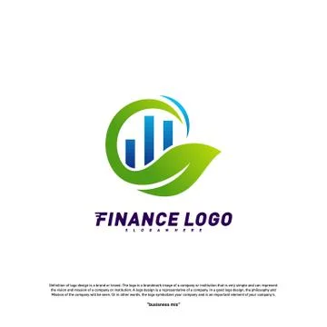 Financial with leaf Logo Design Concept. Green Finance logo Template Vector I Stock Illustration
