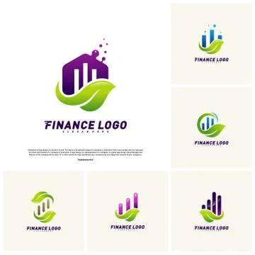 Financial with leaf Logo Design Concept. Green Finance logo Template Vector I Stock Illustration