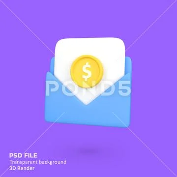Financial Letter isolated 3d render icon illustration PSD Template