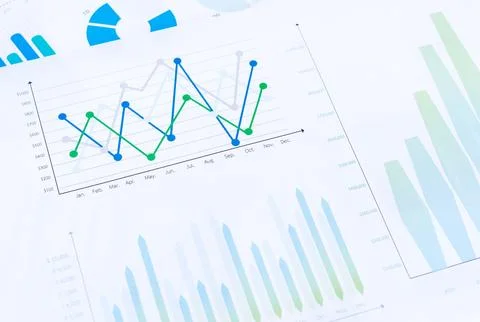 Financial Line Graph and Data Report Illustrazione stock
