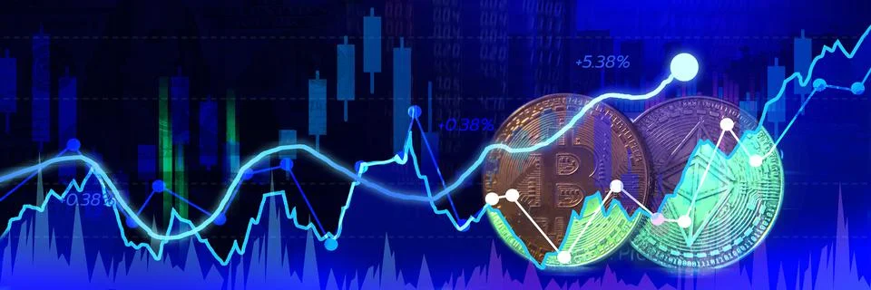 Financial Linechart abstract cryptocurrency background Stock Illustration