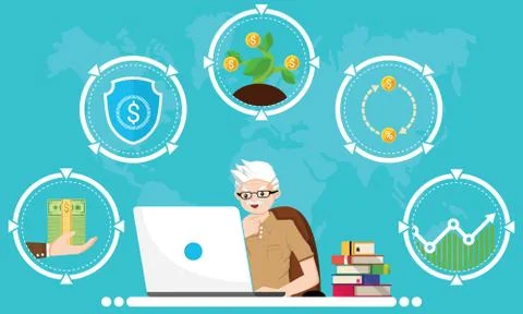 Financial literacy course for elder concept. Stock Illustration