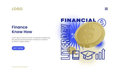 Financial Literacy education vector web template. Online Investment course Stockillustratie