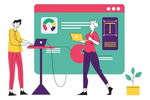 Financial Management and Data Analysis on a Digital Platform Illustration Illustrazione stock