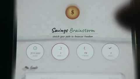 Financial management application for tracking savings and goals Stock Footage 335923819