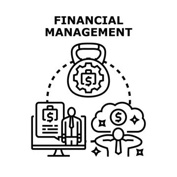Financial management process with digital tools and wealth planning Stock Illustration