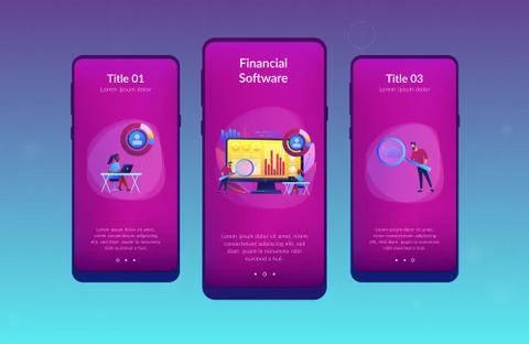 Financial management system app interface template. Stock Illustration